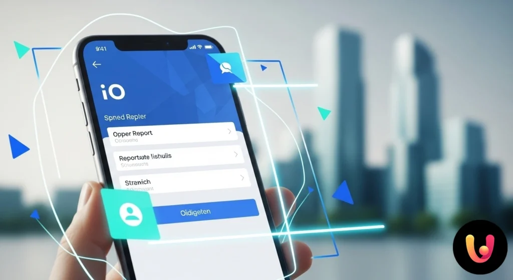 Primo piano di uno smartphone con l'app io aperta sulla schermata per inviare una segnalazione al proprio comune.