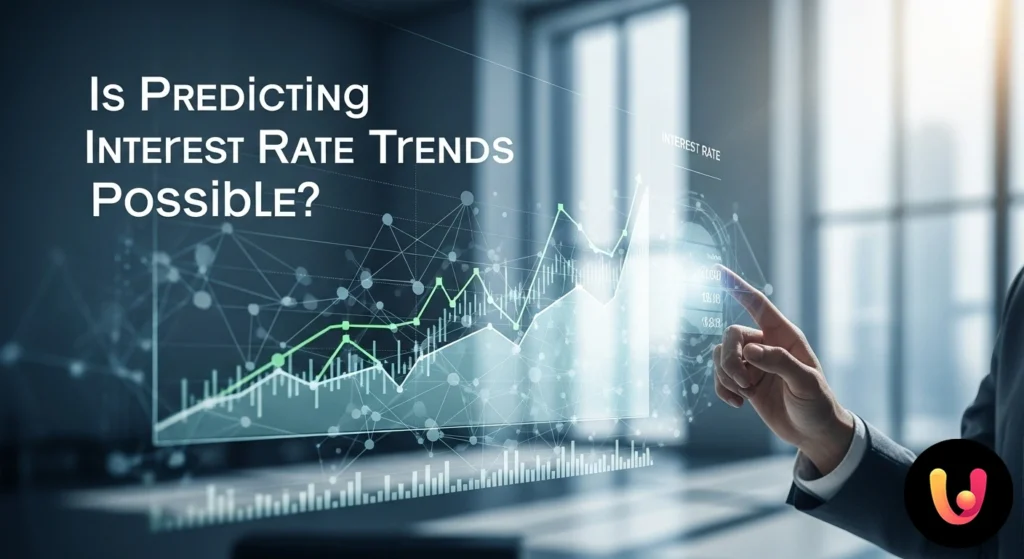 Tipos de interés: ¿es posible predecir el futuro? Línea gráfica con evolución volátil analizada con una lupa, simbolizando el análisis de los tipos de interés