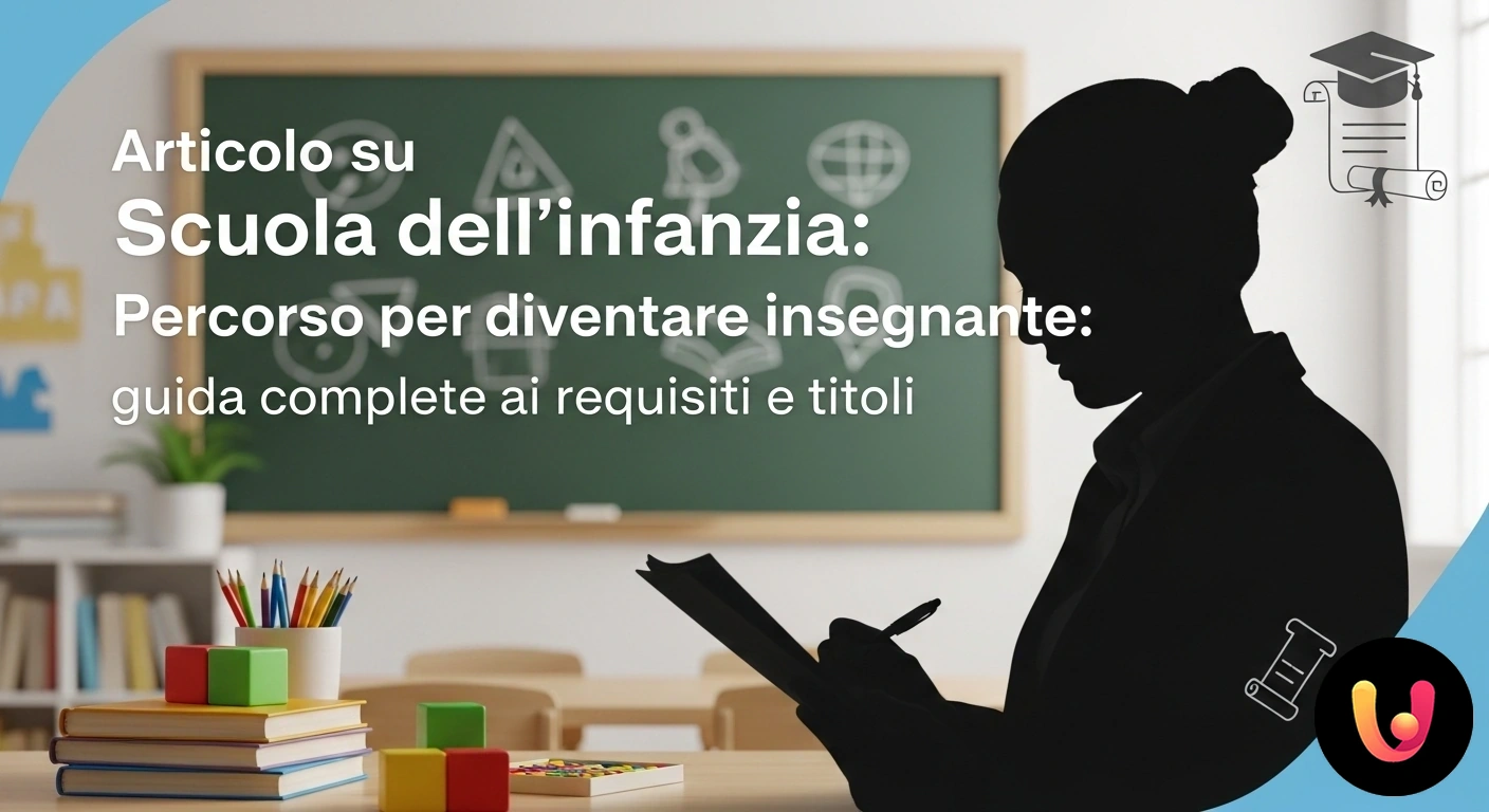 Guida completa per diventare insegnante di scuola dell'infanzia: requisiti e titoli. Educatrice aiuta un bambino a dipingere con acquerelli in un'aula luminosa e colorata, rappresentando l'attività didattica.