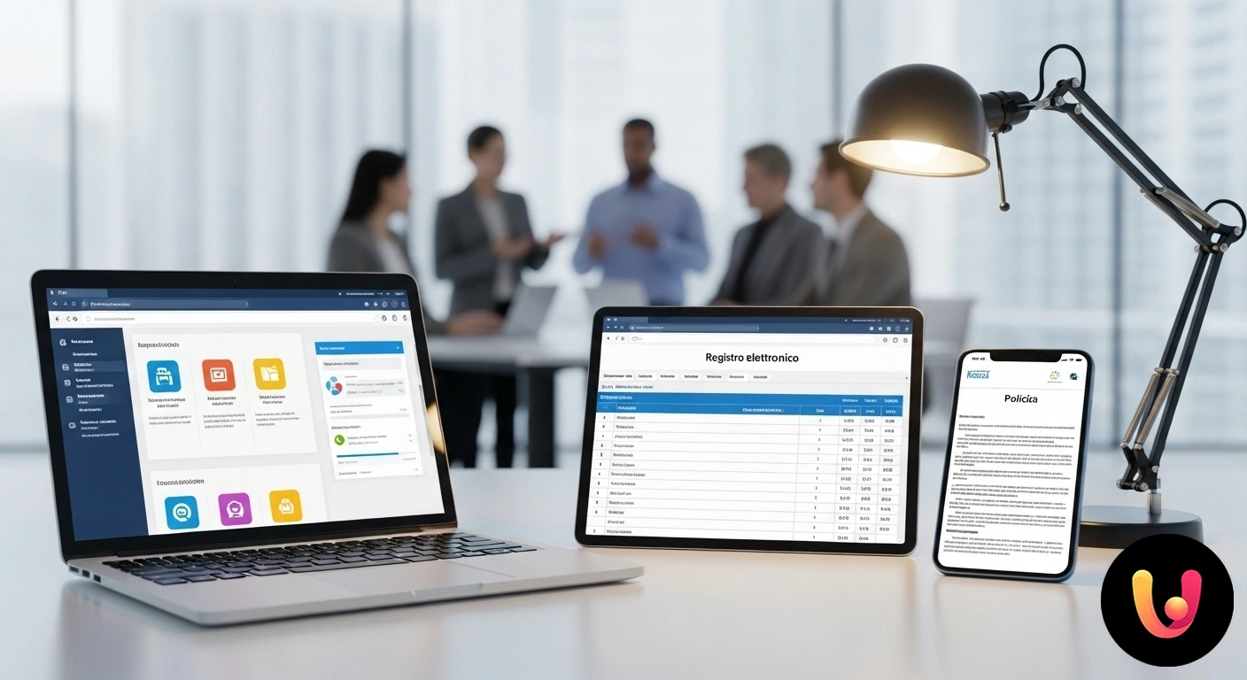 Didattica Digitale: Piattaforme LMS e Registro Elettronico Schema grafico che illustra l'integrazione tra piattaforme lms, registro elettronico e policy scolastiche in un ecosistema di