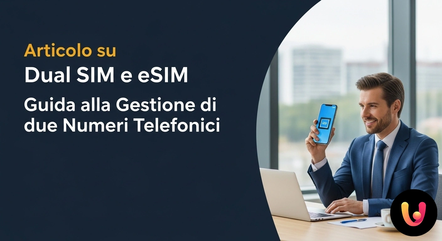 Dual SIM e eSIM: Guida alla gestione di due numeri telefonici Nano sim fisica affiancata a uno smartphone che mostra un qr code per l'attivazione di una esim, illustrando le due tecnologi