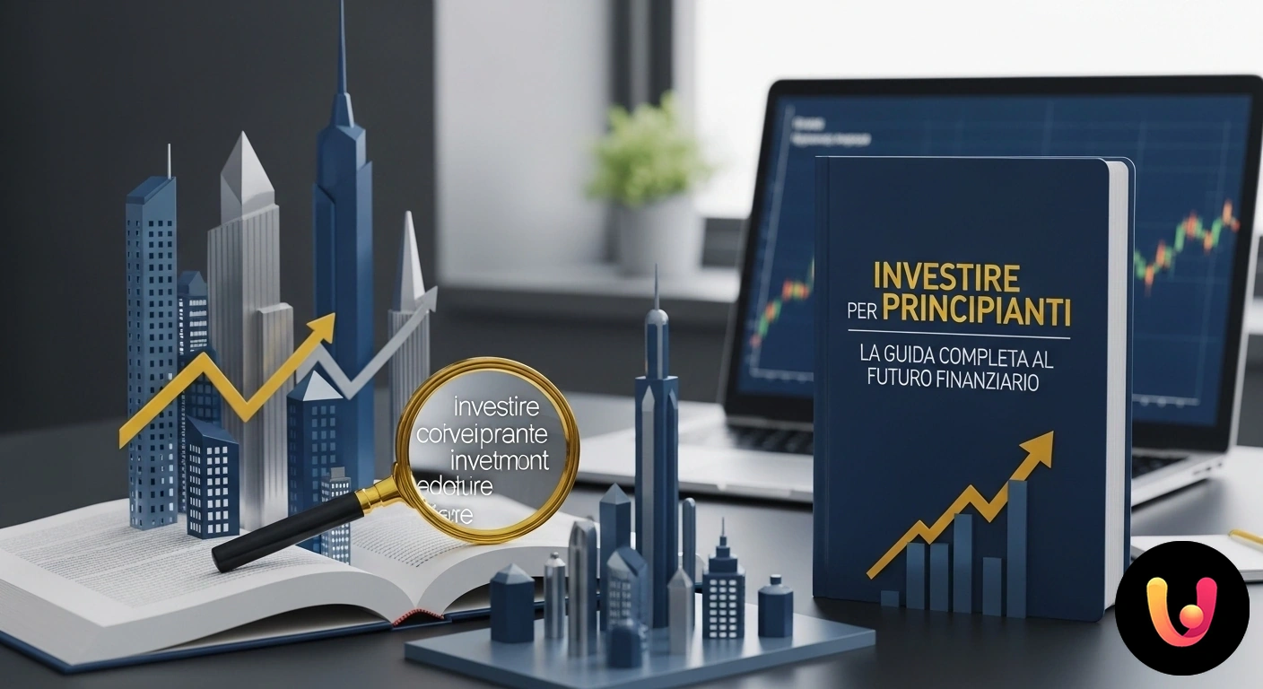 Guida agli investimenti per principianti: costruisci il tuo futuro finanziario. Piantina verde che germoglia da una pila di monete, a simboleggiare la crescita del capitale e la pianificazione finanziaria.