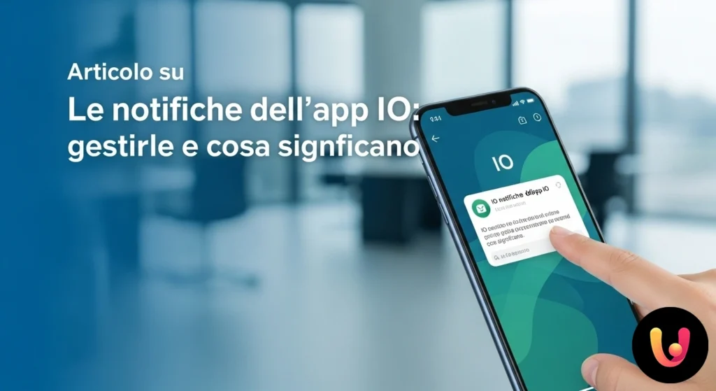Smartphone che mostra la schermata dei messaggi dell'app io con un elenco di notifiche da diversi enti pubblici.