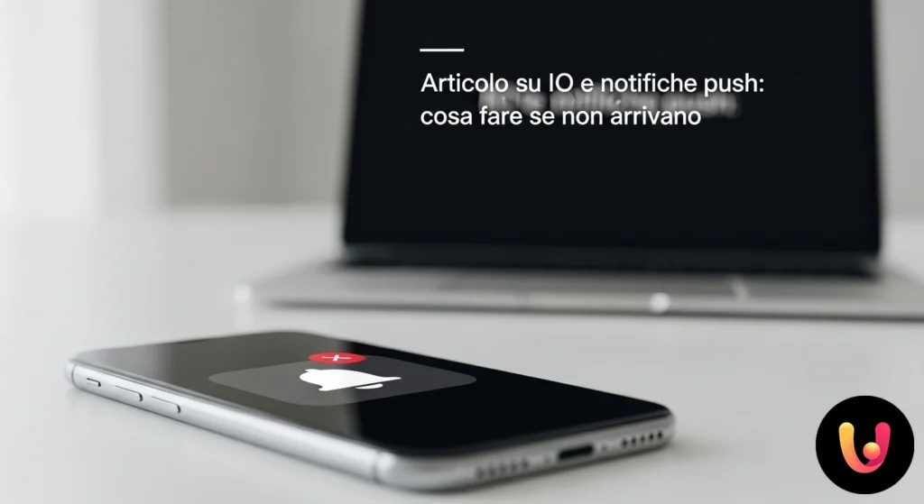 Schermata di smartphone che mostra l'icona dell'app io e un simbolo di notifica disattivata, a rappresentare un problema.