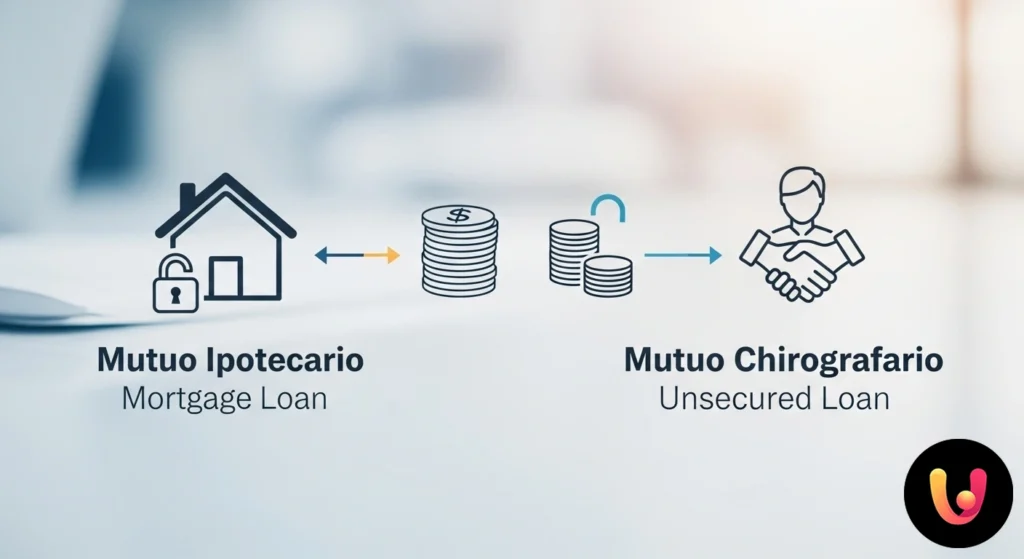 Mortgage Loan or Unsecured Loan: Which to Choose? Visual comparison between a house as real collateral for a mortgage loan and a signature as personal guarantee for an unsecured loan