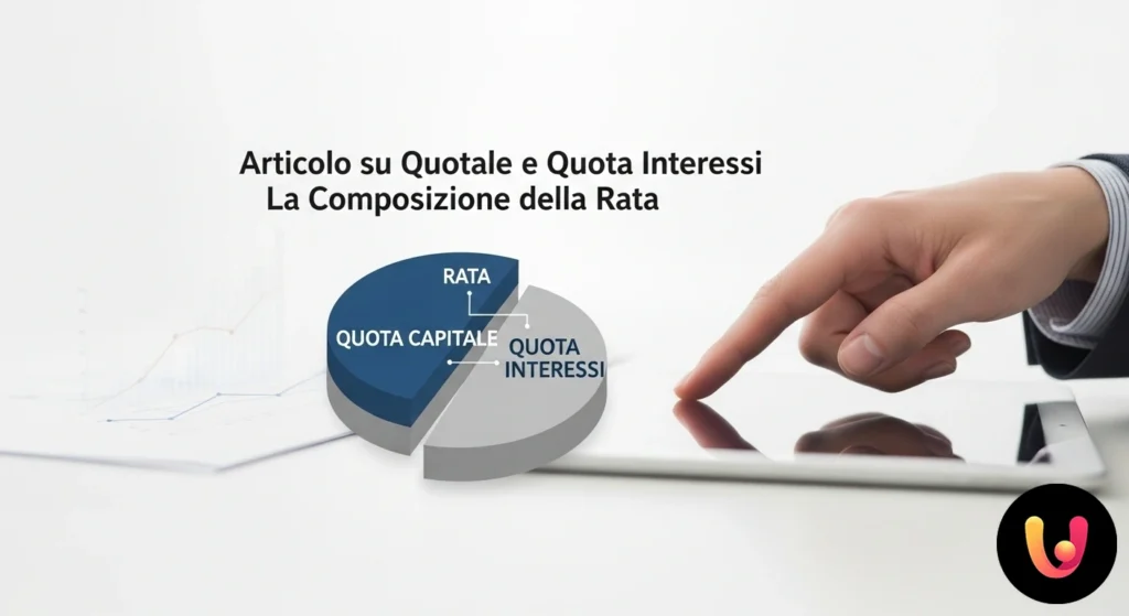 Chart illustrating the breakdown of a loan payment between the principal portion, in blue, and the interest portion, in orange