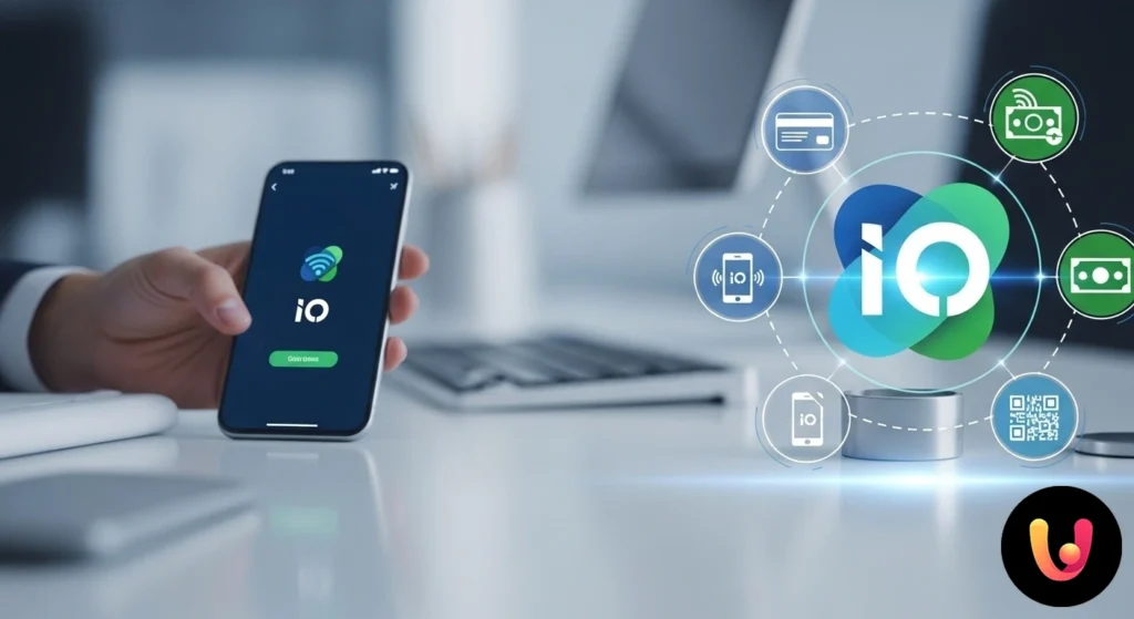 Pagamenti digitali con IO: la guida completa e semplice Smartphone tenuto in mano che mostra la schermata di un pagamento digitale tramite l'app io, con icone di carte di credito.