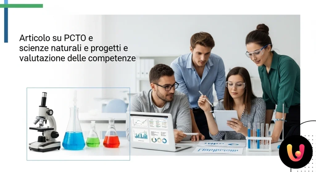PCTO Scienze: Guida a progetti e competenze Studenti con camici e occhiali protettivi analizzano campioni durante un progetto di scienze in laboratorio.