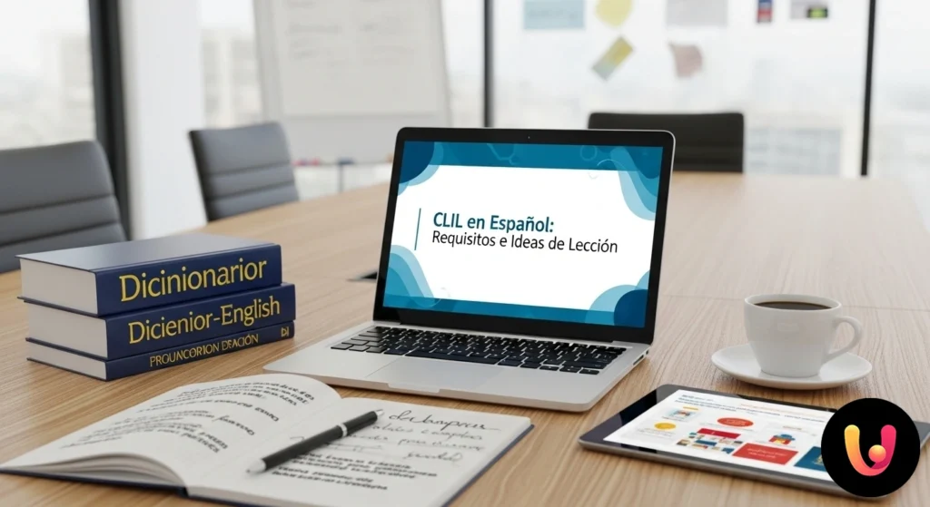 Lavagna con schema di una materia scientifica, come la biologia, e relative etichette scritte in lingua spagnola.