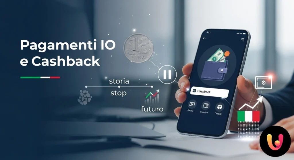 Logo dell'app io visualizzato sullo schermo di uno smartphone, a simboleggiare i pagamenti digitali e il programma cashback.