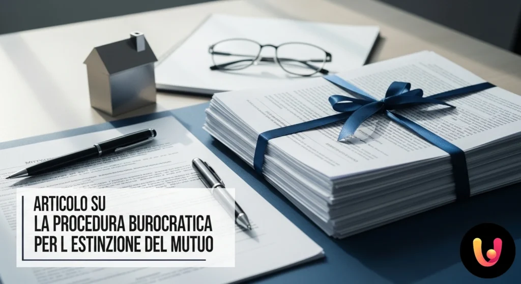 Mână care aplică o ștampilă 'rambursat' pe un document oficial de credit ipotecar pentru a certifica închiderea definitivă a acestuia.
