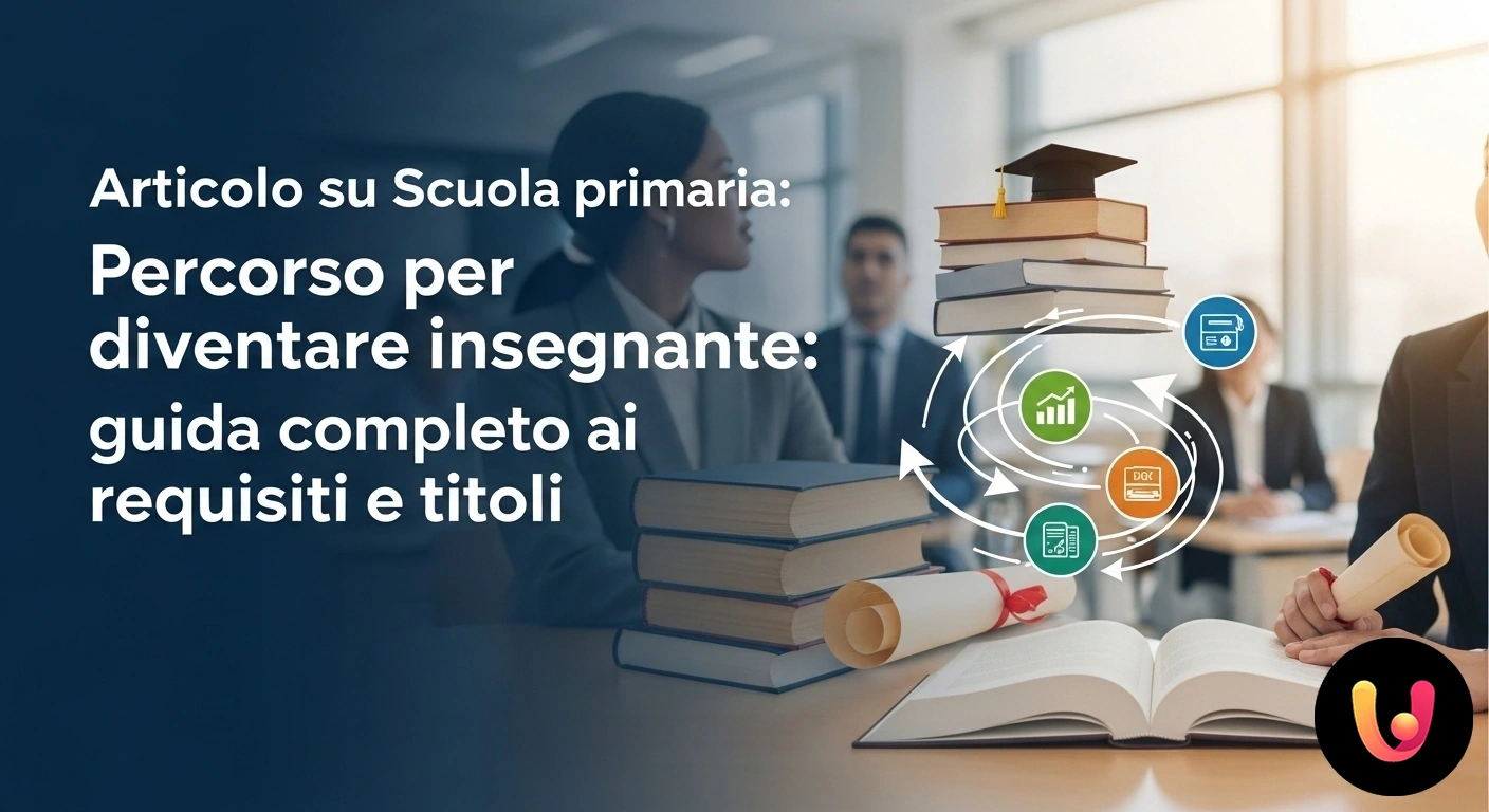 Guida completa per diventare insegnante di scuola primaria: requisiti e titoli. Docente di scuola primaria durante una lezione interattiva con alunni attenti in un'aula moderna e luminosa.