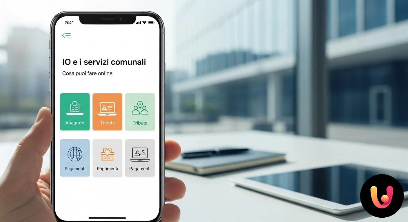 App IO: i servizi del tuo Comune a portata di smartphone Cittadino che utilizza lo smartphone mostrando il logo dell'app io per accedere ai servizi digitali della pubblica amministra