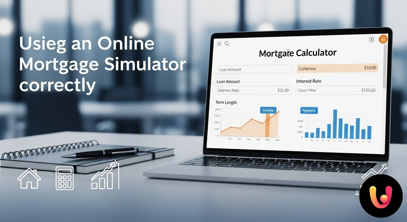 Simulatore di Mutuo Online: Calcola la tua rata in modo semplice e veloce. Interfaccia di un calcolatore di mutuo su schermo di un dispositivo, con campi per importo, tasso e durata compilati.