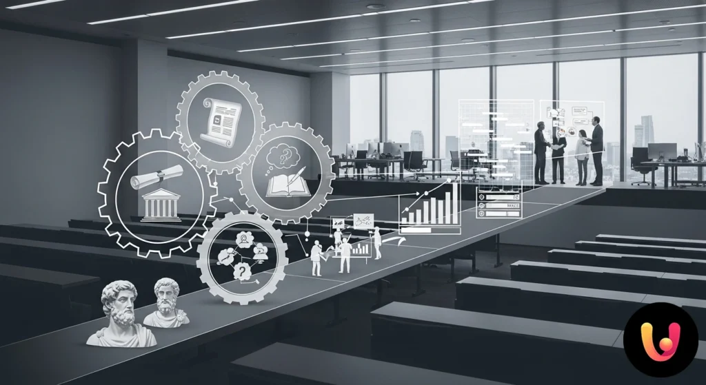 Studenti liceali collaborano a un progetto, analizzando testi di filosofia e storia su libri e su un computer portatile.