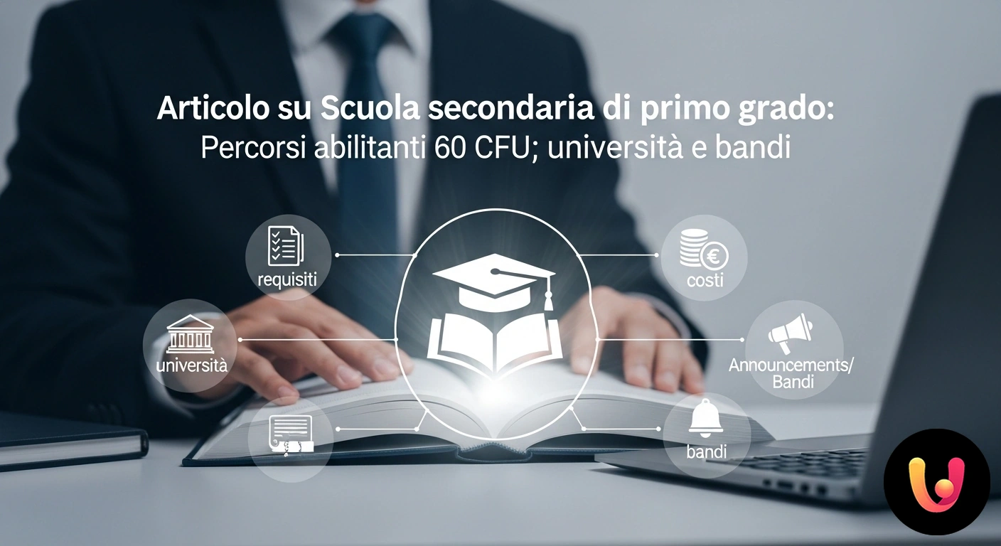 Percorsi abilitanti 60 CFU: la guida completa per diventare docente di scuola secondaria. Aula universitaria con lavagna che mostra il titolo "percorsi abilitanti 60 cfu" a studenti attenti.