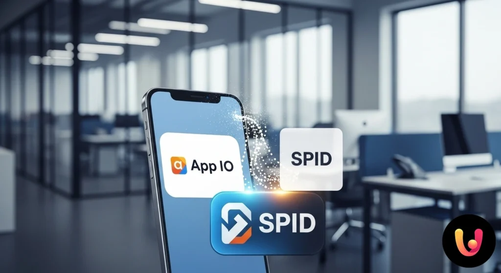 App IO e SPID: la guida definitiva per usarli insieme Loghi di app io e spid affiancati sullo schermo di uno smartphone a simboleggiare l'autenticazione per i servizi digitali.