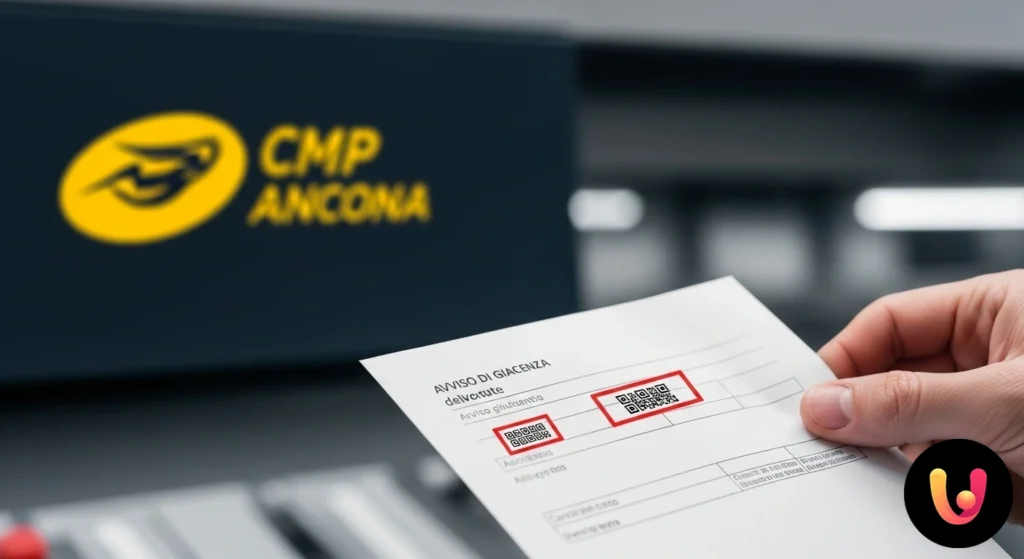 Dettaglio di un avviso di giacenza postale che mostra i codici numerici per identificare il tipo di spedizione.