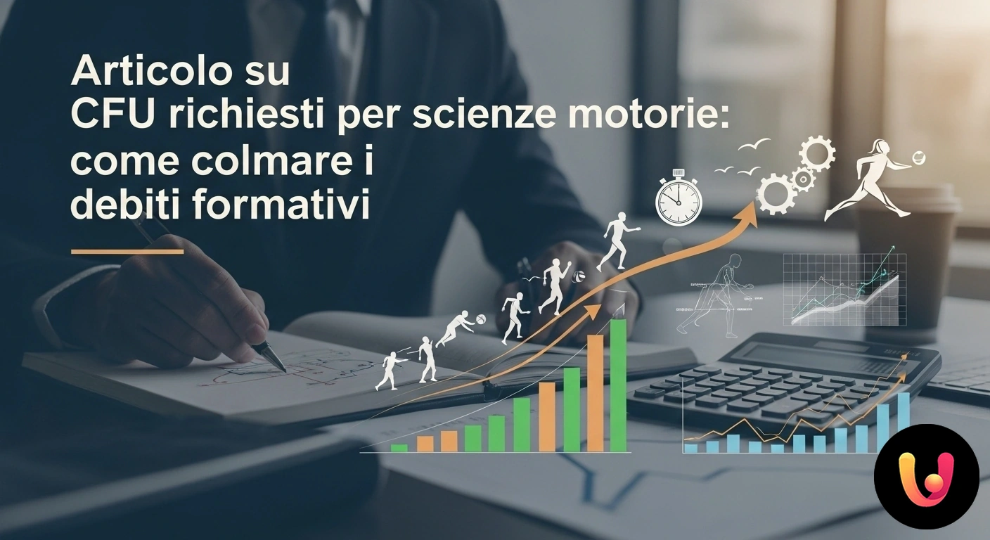 CFU Scienze Motorie: come recuperare i debiti formativi Studente universitario che pianifica il suo percorso di studi con libri, quaderni e un cronometro sulla scrivania.