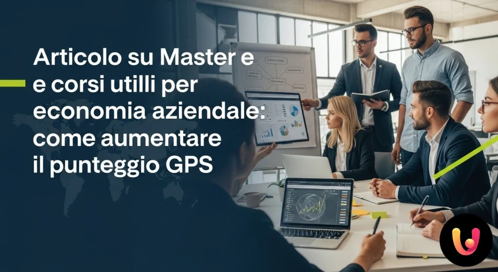 Grafico con andamento crescente su un monitor, accanto a una pila di libri di testo sull'economia aziendale.