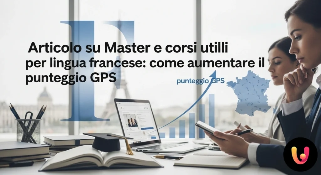 Lavagna che illustra il percorso formativo in lingua francese per l'incremento del punteggio nelle graduatorie docenti.