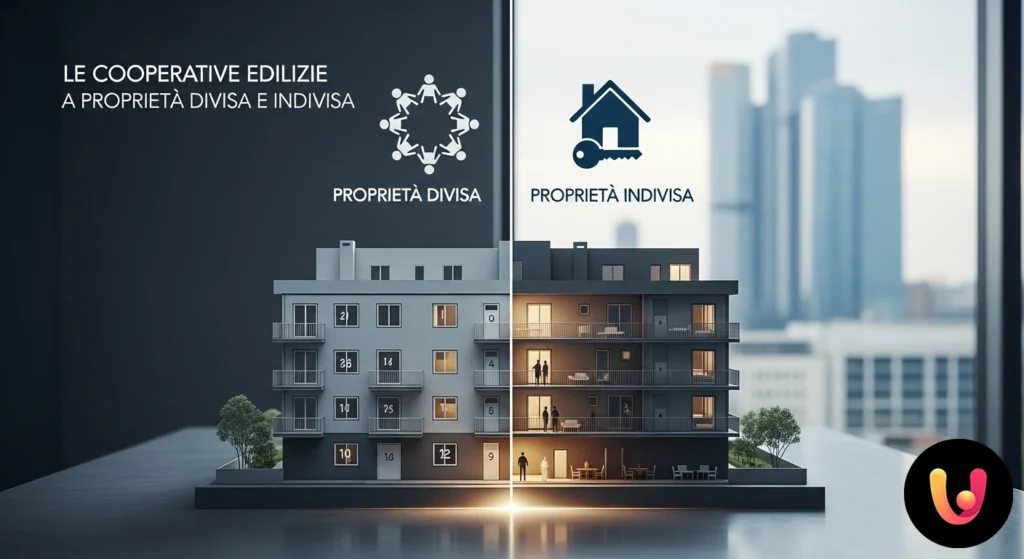 Baugenossenschaften: Geteiltes oder ungeteiltes Eigentum? Ein Leitfaden zur Entscheidung Wohnmodelle von Genossenschaften: ein einzelnes Gebäude für ungeteiltes Eigentum und Wohnanlagen für geteiltes Eigentum.