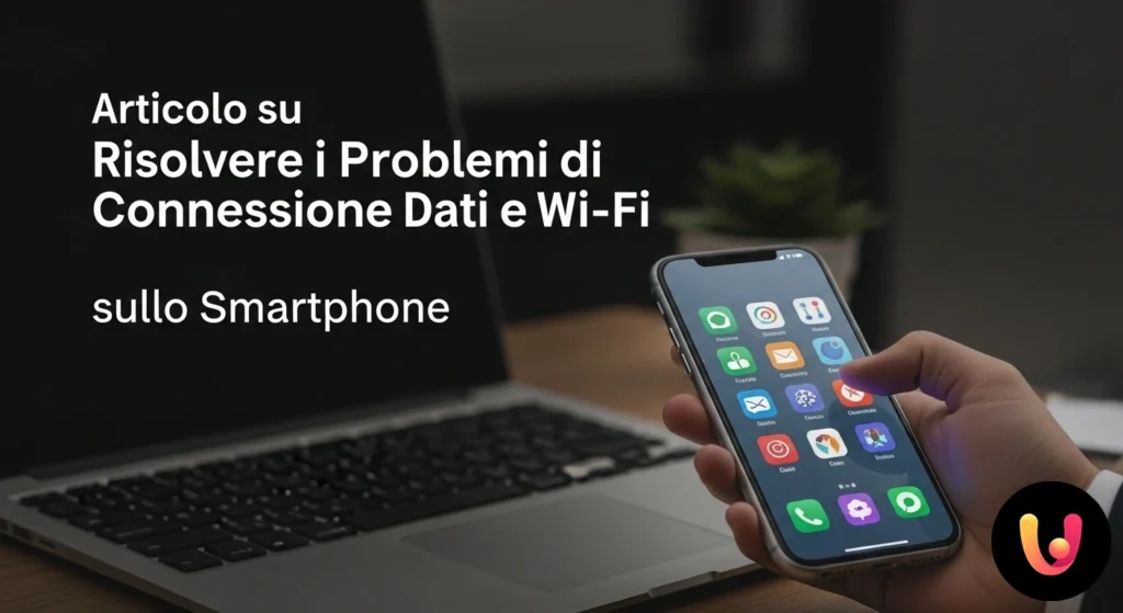 Schermo di smartphone che mostra simboli di errore sulle icone di connessione wi-fi e dati mobili nella barra di stato.