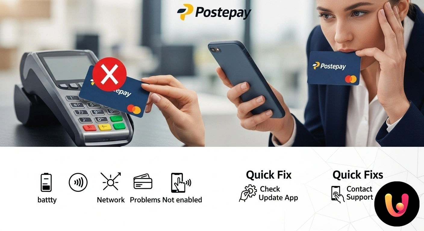 Postepay Contactless non funziona? Scopri le cause e le soluzioni rapide. Mano che avvicina una carta postepay a un terminale pos che segnala un errore di pagamento contactless.