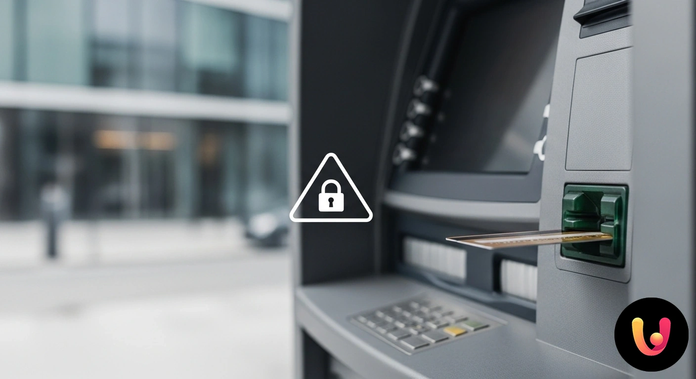Carta bloccata o clonata allo sportello ATM? Guida rapida su cosa fare. Persona con espressione preoccupata osserva lo schermo di uno sportello atm che segnala un errore con la carta di credito.