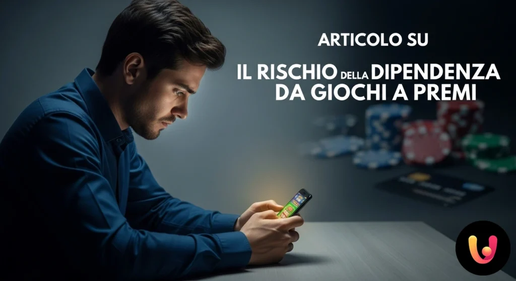 Persona con expresión preocupada mira la pantalla de un smartphone que muestra una interfaz de juego con premio.