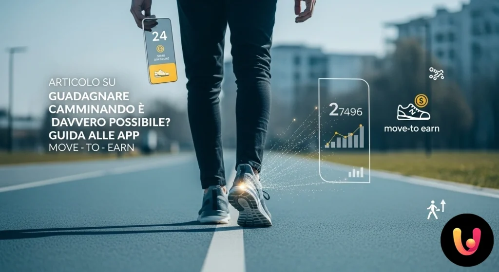 Is It Possible to Earn Money by Walking? A Guide to Apps That Pay Smartphone che mostra i guadagni generati da un'app move-to-earn durante un'attività di camminata all'aperto.
