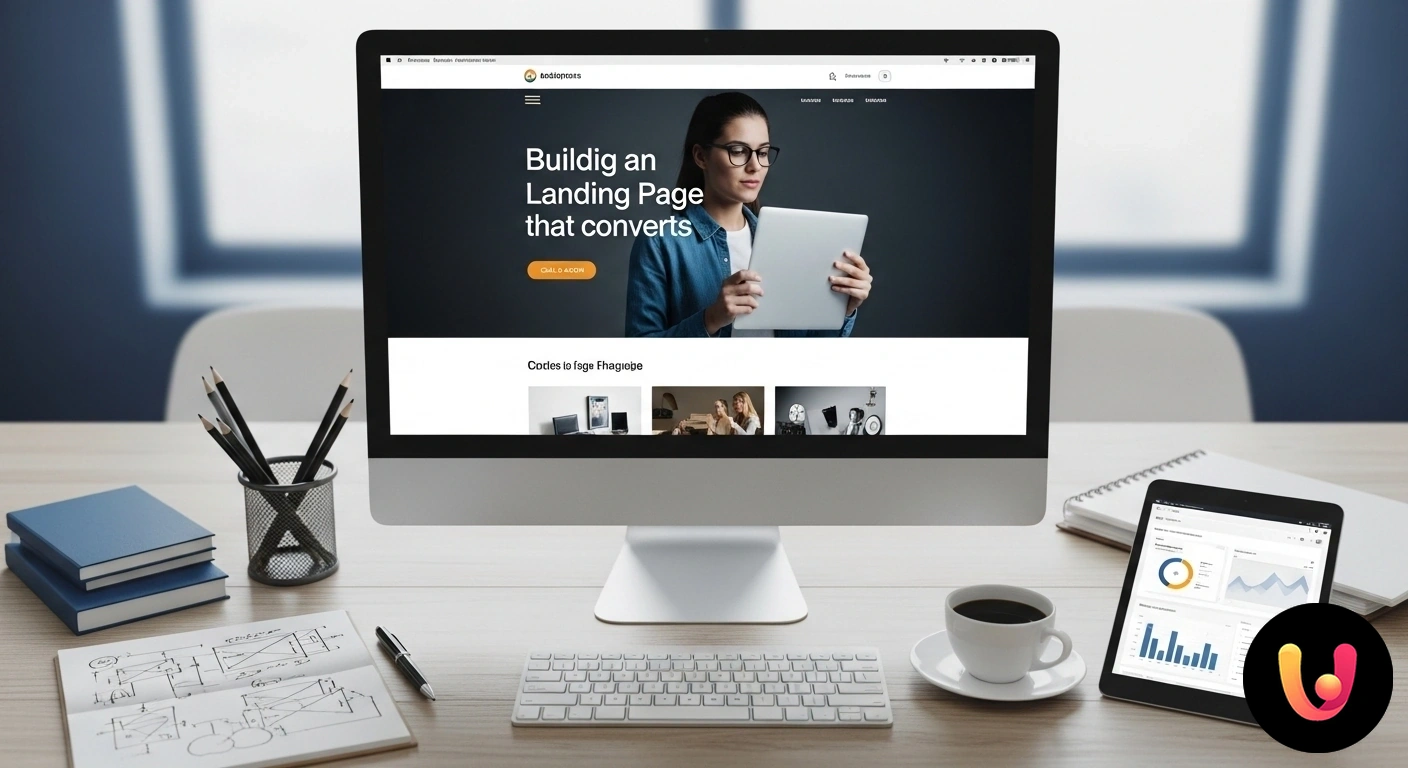 Elementi Essenziali di una Landing Page per Aumentare le Conversioni Schema grafico che illustra la struttura di una pagina web con elementi chiave: titolo, form di contatto e pulsante di azione