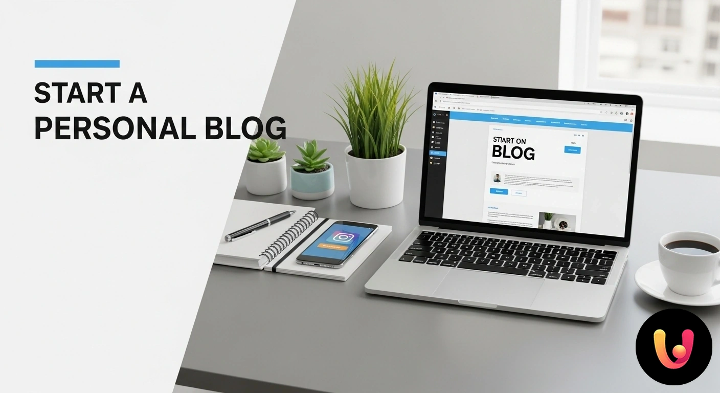 Guida completa per principianti su come avviare un blog personale di successo. Persona che scrive su un computer portatile, con sullo schermo l'interfaccia di creazione di un nuovo articolo per un blog pe