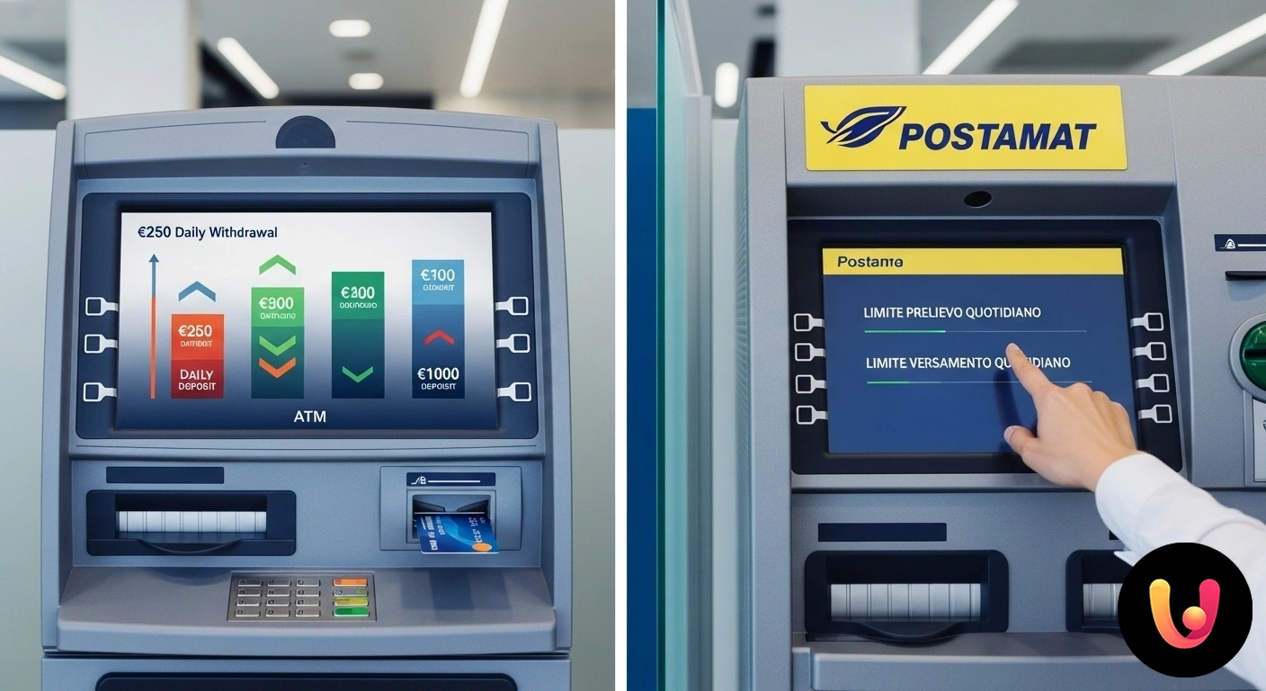 Limiti Prelievo e Versamento Bancomat: La Guida Completa 2025 Mano di una persona che inserisce una carta di pagamento nello sportello di un atm per effettuare un'operazione di prelievo.