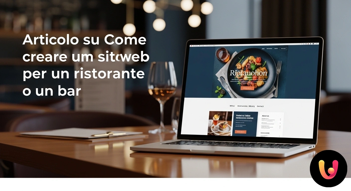 Come creare un sito web efficace per il tuo ristorante o bar Schermo di un computer portatile che mostra la homepage di un sito web per un ristorante, con menù digitale e pulsante di pre