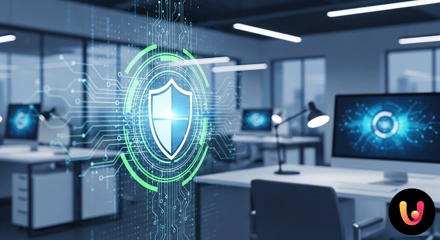 Proteggi il tuo sito web: strategie essenziali contro gli attacchi hacker. Scudo digitale che respinge codice malevolo, proteggendo l'interfaccia di un sito web da minacce informatiche.