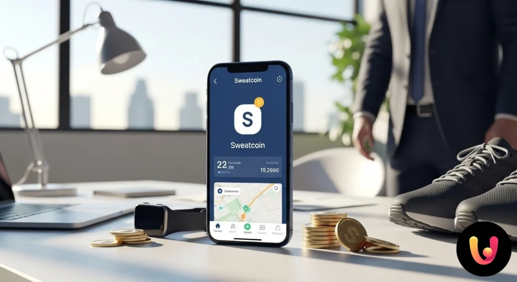 Sweatcoin est-il fiable ? Avis, récompenses et crypto SWEAT Interfaccia dell'app sweatcoin mostrata su uno smartphone durante un'attività fisica all'aperto.