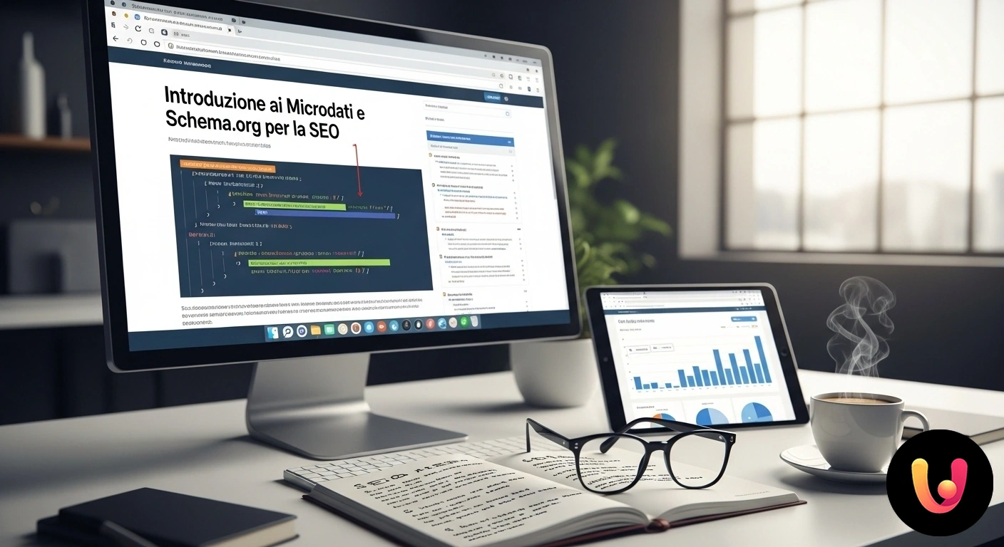 Ottimizza la tua SEO con Microdati e Schema.org Diagramma che illustra come i microdati di schema.org strutturano i contenuti di una pagina web per i motori di ricerca.