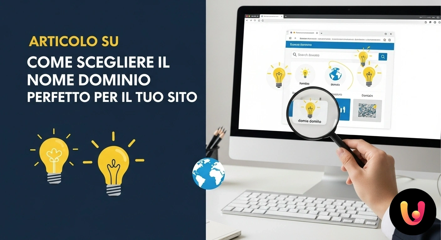 Guida alla scelta del nome dominio perfetto per il tuo sito web Persona di fronte a un computer portatile che visualizza una barra degli indirizzi web, simboleggiando il processo di selezio