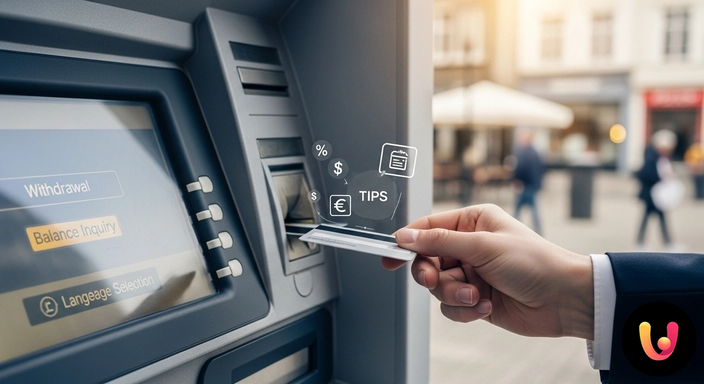 Prelievo contanti all'estero: la guida per evitare costi e commissioni a sorpresa. Mano di una persona che estrae banconote di valuta estera dallo sportello di un atm internazionale.