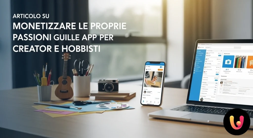 Convierte tus pasiones en beneficios: la guía de apps para creadores Creador realizando una obra de arte en una tableta digital, junto a un smartphone que muestra iconos de apps de venta