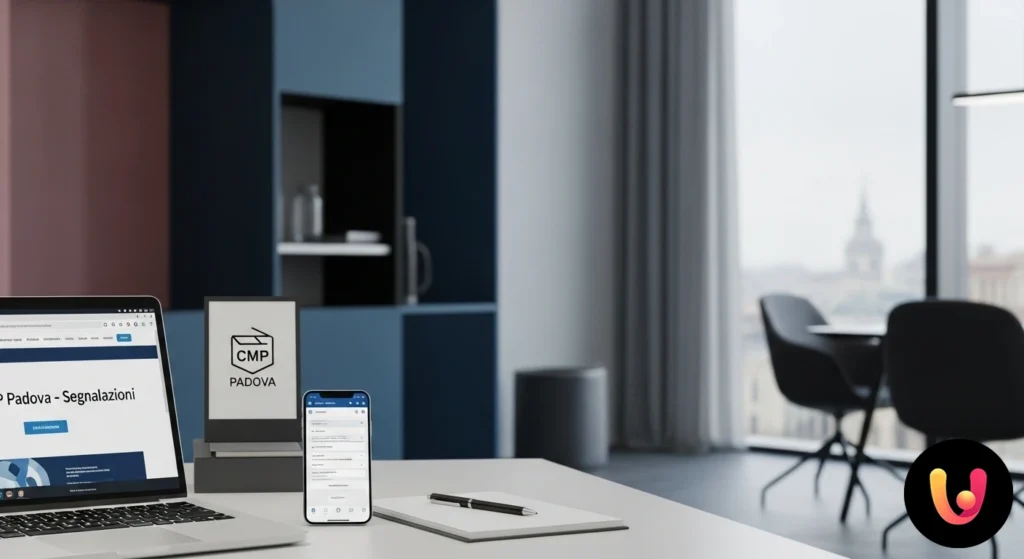 Operatore postale in un centro di smistamento che ispeziona un pacco con l'imballaggio visibilmente danneggiato.