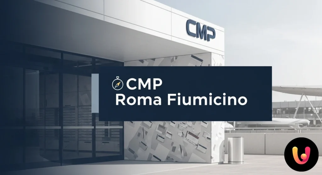 Facciata esterna dell'edificio del centro di meccanizzazione postale (cmp) di roma fiumicino, sede dello smistamento postale.