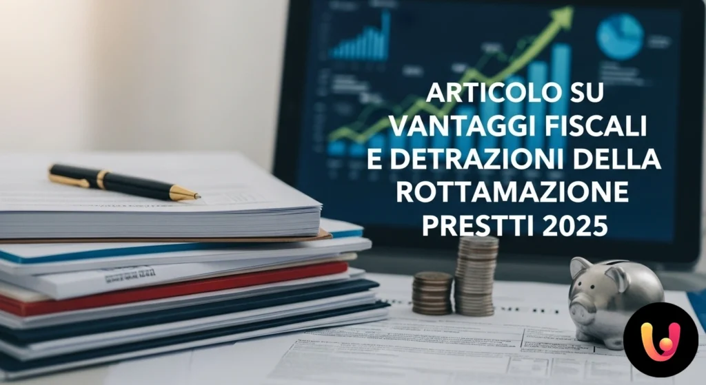 Mano inserisce una moneta in un salvadanaio, con documenti fiscali e un calendario del 2025 sullo sfondo.