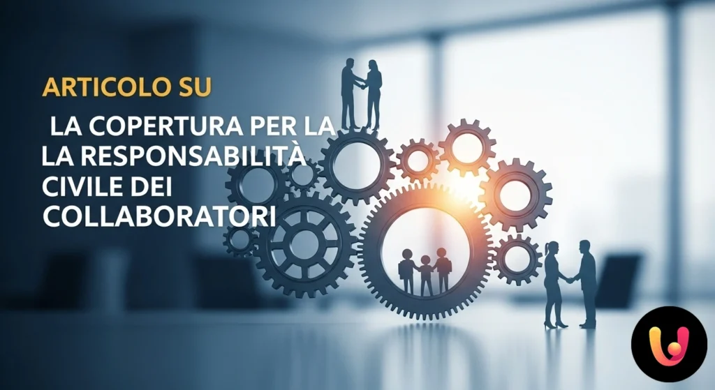 Collaboratore in un contesto professionale protetto da uno scudo che simboleggia la copertura per responsabilità civile.