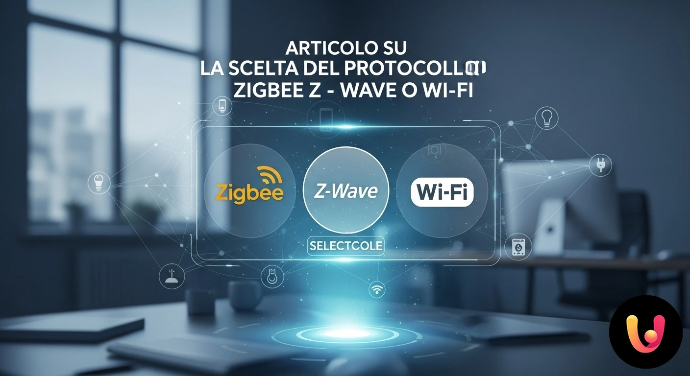 Scelta Protocollo Smart Home: Meglio Zigbee, Z-Wave o Wi-Fi? Loghi dei protocolli di comunicazione per smart home zigbee, z-wave e wi-fi affiancati per un confronto.
