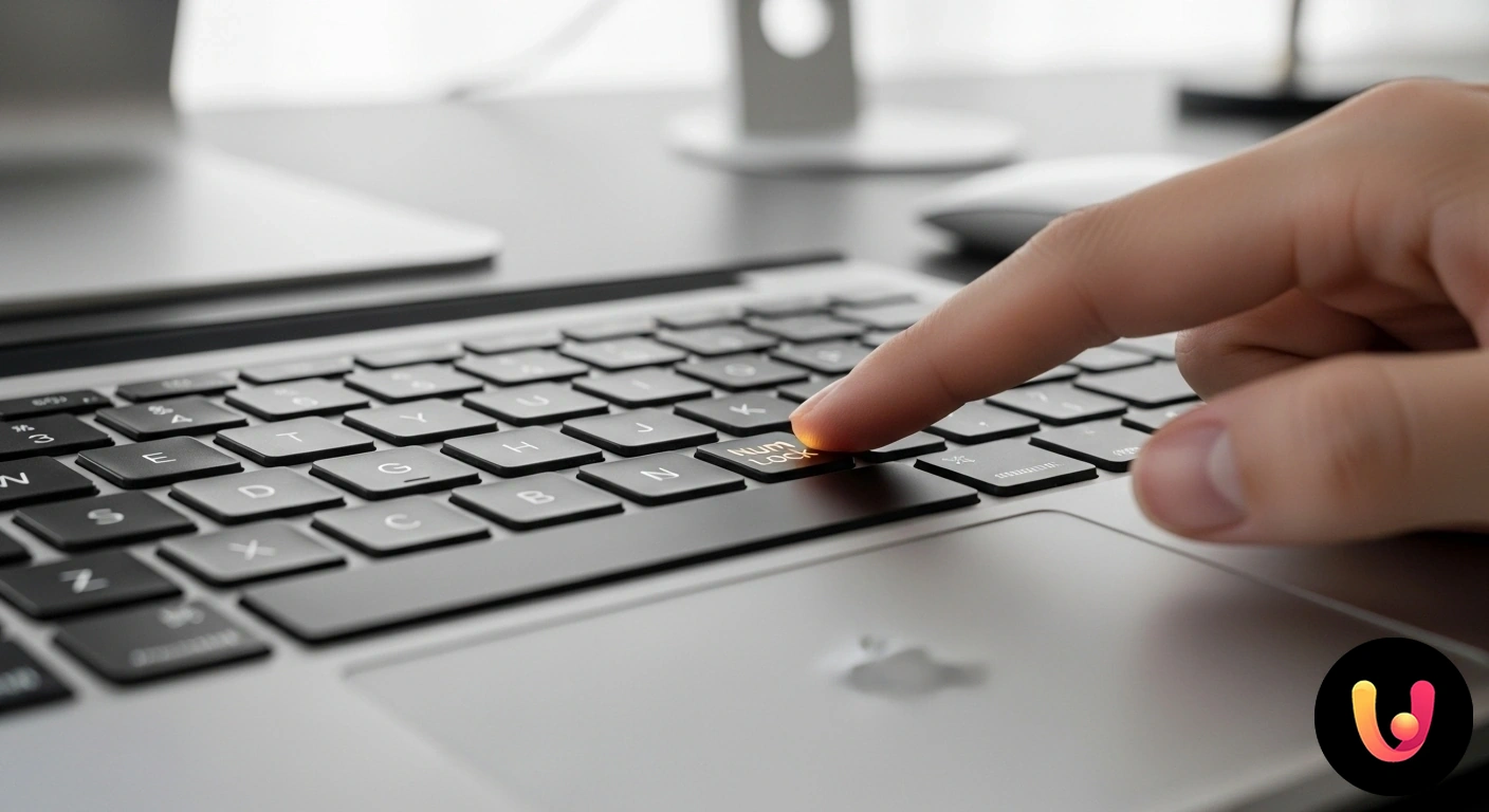 La tastiera del tuo MacBook scrive numeri al posto delle lettere? Ecco la soluzione. Primo piano della tastiera di un macbook, con focus sui tasti che possono attivare involontariamente la modalità numerica.