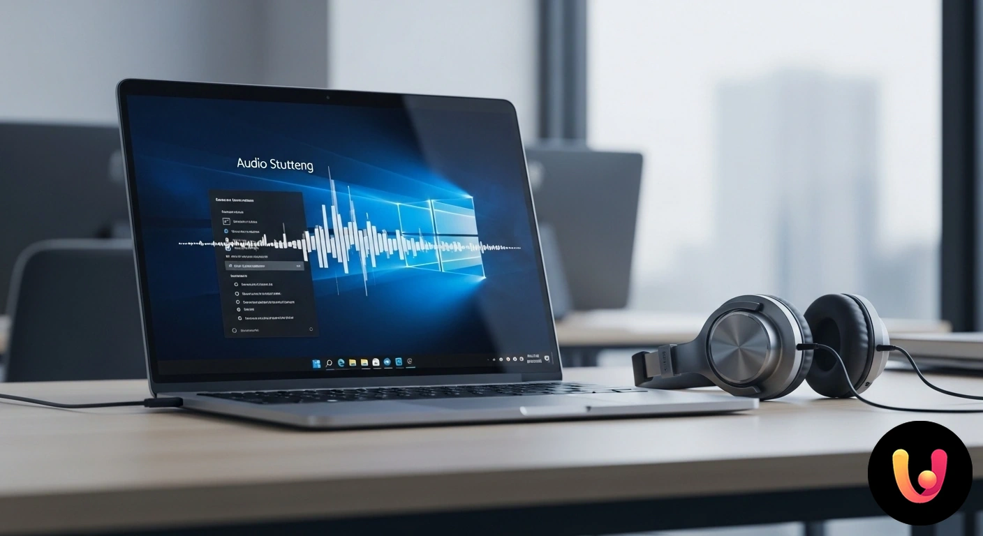 Audio a scatti su Windows? Guida completa per risolvere lo stuttering. Onda sonora che si interrompe e frammenta, a rappresentare il problema dello stuttering audio su windows.