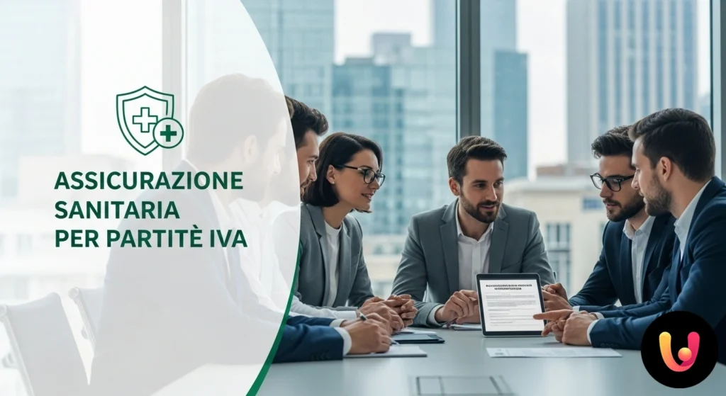 Libero professionista alla scrivania confronta un piano di assicurazione sanitaria privata con la tessera sanitaria nazionale