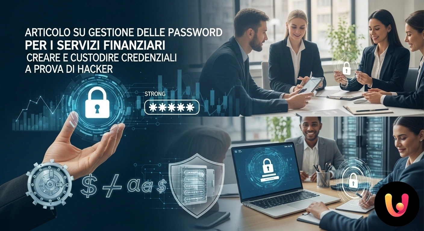 Gestione Password Finanziarie: Proteggi i Tuoi Dati Sensibili Lucchetto digitale stilizzato sovrapposto a grafici di dati finanziari a simboleggiare la sicurezza delle credenziali.
